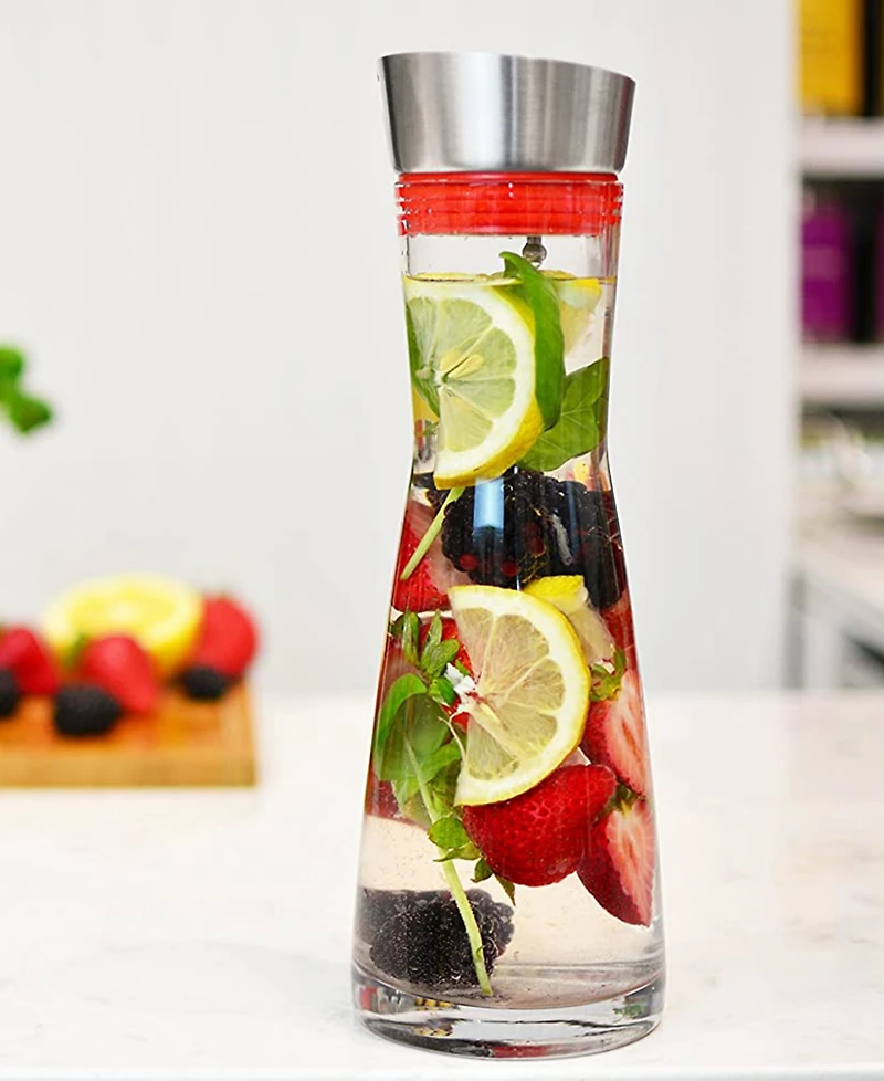 Grosche Rio Glass Infusion Water Pitcher and Sangria Maker Carafe with Stainless Steel Smart Filter Lid, 34 fl oz