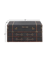 Linen And Wood Traditional Coffee Table