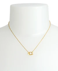 Coach Imitation Pearl Signature C Pendant Necklace 16" + 2" Extender
