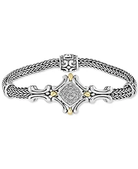 Effy Diamond Cluster Antique-Look Bracelet (1/10 ct. t.w.) in Sterling Silver & 18k Gold