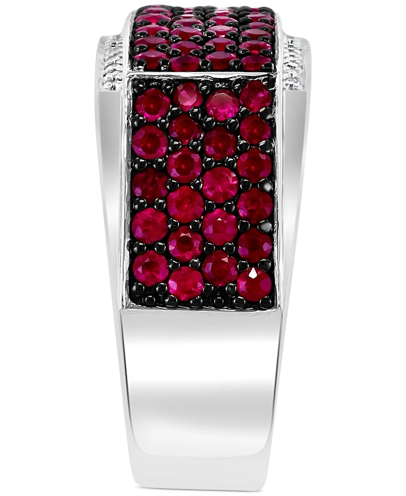 Effy Men's Ruby (2-1/2 ct. t.w.) & Diamond (1/10 Ring Sterling Silver