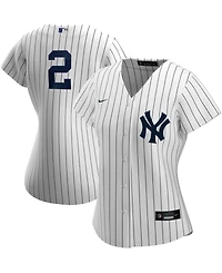 Women's Derek Jeter White and Navy New York Yankees Home Replica Player Jersey