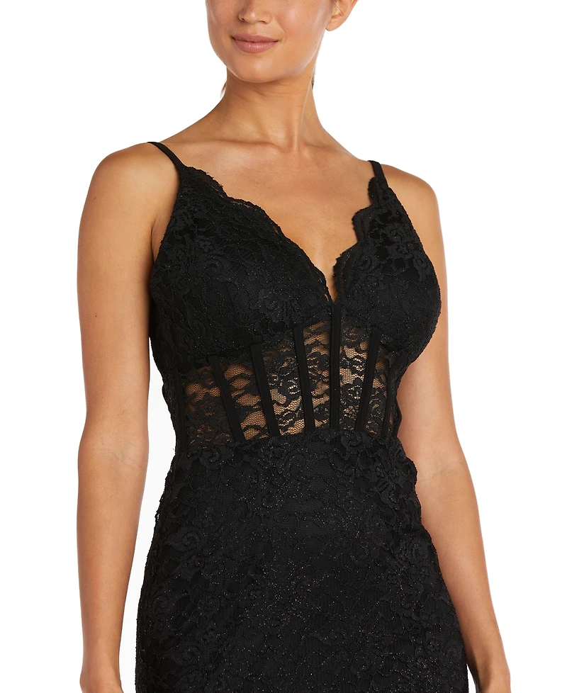 Morgan & Company Juniors' Glitter Lace Bustier Dress