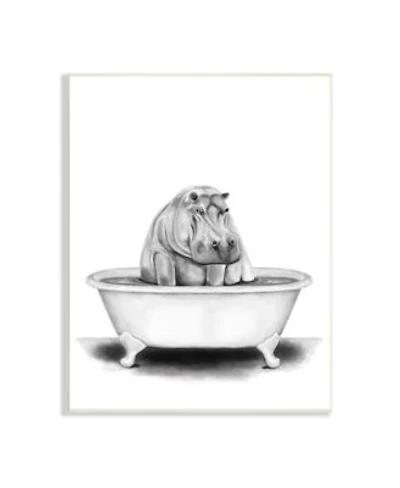 Stupell Industries Hippo In A Tub Funny Animal Bathroom Drawing Wall Plaque Art Collection