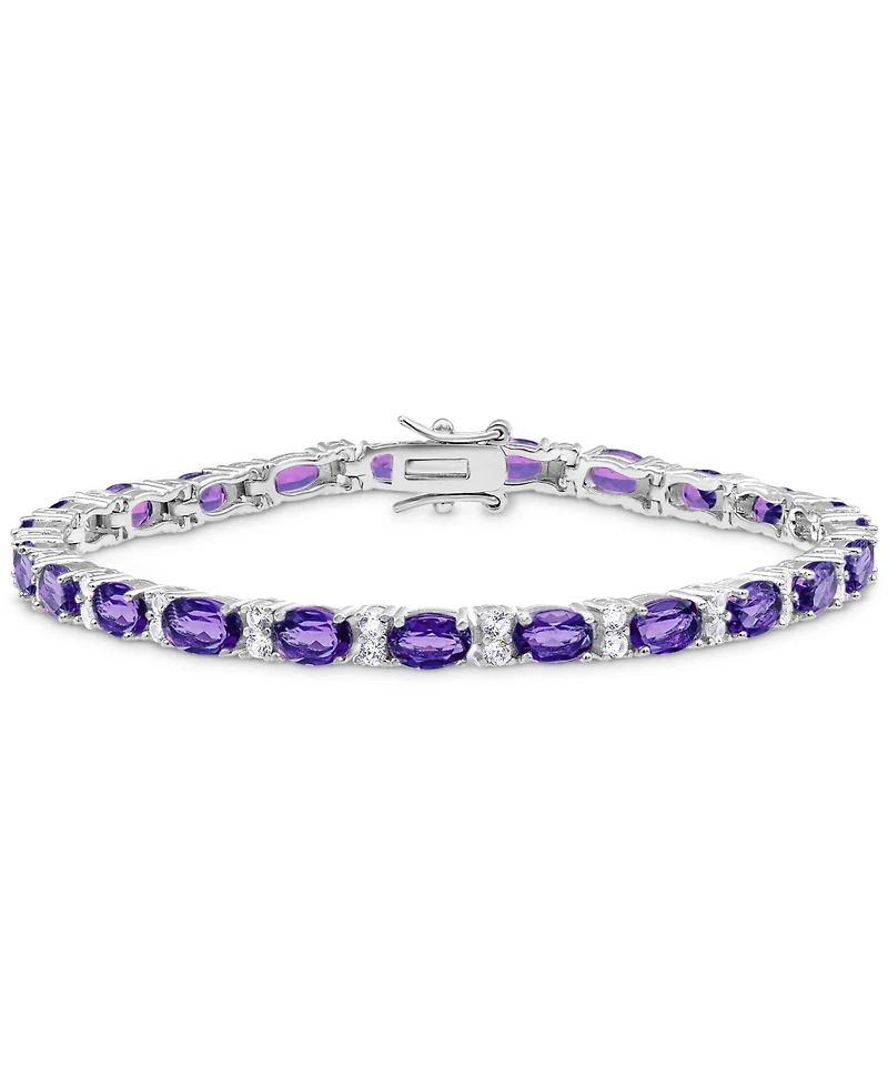 Citrine (10 ct. t.w.) & White Topaz (1-3/4 ct. t.w.) Link Bracelet in Sterling Silver