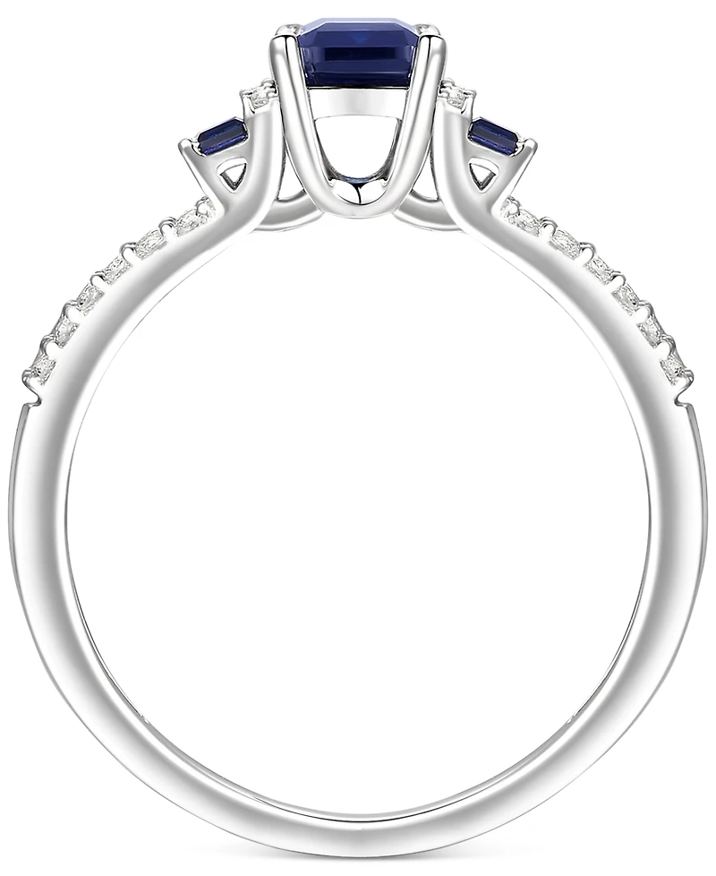 Sapphire (7/8 ct. t.w.) & Diamond (1/6 Ring 14k White Gold (Also Emerald Ruby)