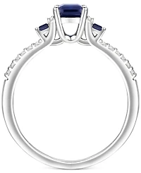 Sapphire (7/8 ct. t.w.) & Diamond (1/6 Ring 14k White Gold (Also Emerald Ruby)