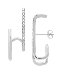 And Now This High Polished Clear Crystal Post Earring, Gold Plate and Silver Plate