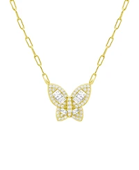 And Now This Cubic Zirconia Butterfly Necklace, Gold Plate 16+2" extender