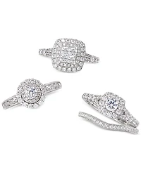 Diamond Princess Halo Engagement Ring (1 ct. t.w.) in 14k White Gold