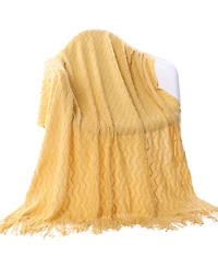 Happycare Textiles Solid Soft Zigzag Lightweight Throw, 60" x 50"