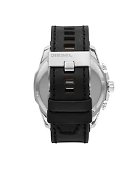 Diesel Men's Mega Chief Chronograph Black Leather Watch And Necklace Set 51mm