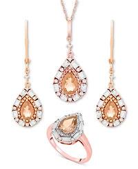 Swiss Blue Topaz (3-3/8 ct. t.w.) & White (1/6 Teardrop Halo Ring Sterling Silver (Also Amethyst Morganite)