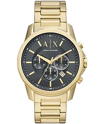 A|X Armani Exchange Men's Chronograph Gold-Tone Stainless Steel Bracelet Watch 44mm