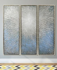 Empire Art Direct Silver Ice 3-Piece Textured Metallic Hand Painted Wall Art Set by Martin Edwards, 60" x 20" x 1.5"
