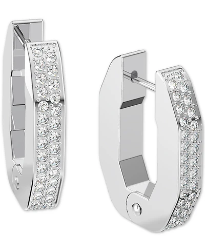 Swarovski Silver-Tone Crystal Small Octagon Hoop Earrings