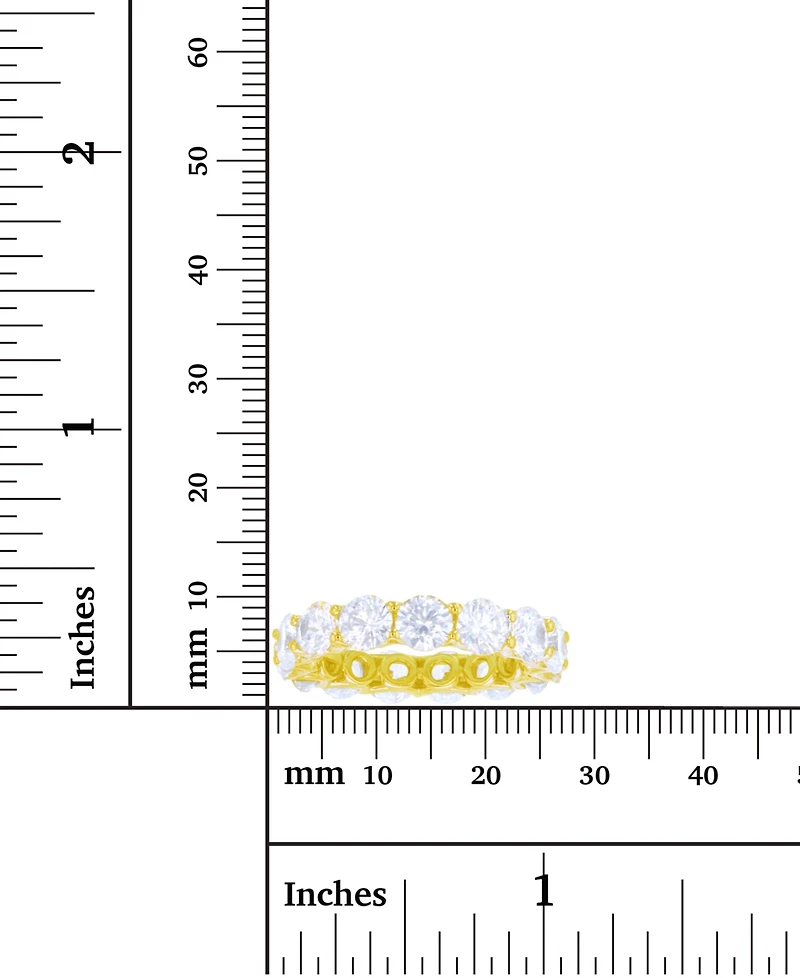 White Cubic Zirconia Eternity Band 14k Yellow Gold Plated Sterling Silver