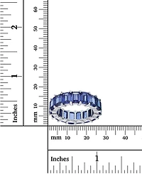 Purple Emerald Cut Cubic Zirconia Eternity Band Rhodium Plated Sterling Silver