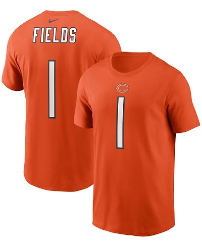 Men's Justin Fields Orange Chicago Bears 2021 Nfl Draft First Round Pick Player Name and Number T-shirt