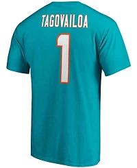 Men's Tua Tagovailoa Aqua Miami Dolphins Player Icon Name and Number T-shirt