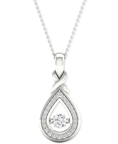 Twinkling Diamond Star Diamond Teardrop Halo 18" Pendant Necklace (1/4 ct. t.w.) in 10k White Gold