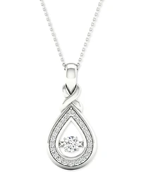 Twinkling Diamond Star Diamond Teardrop Halo 18" Pendant Necklace (1/4 ct. t.w.) in 10k White Gold