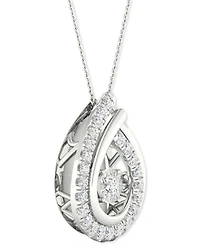 Twinkling Diamond Star Diamond Teardrop Halo 18" Pendant Necklace (3/4 ct. t.w.) in 10k White Gold