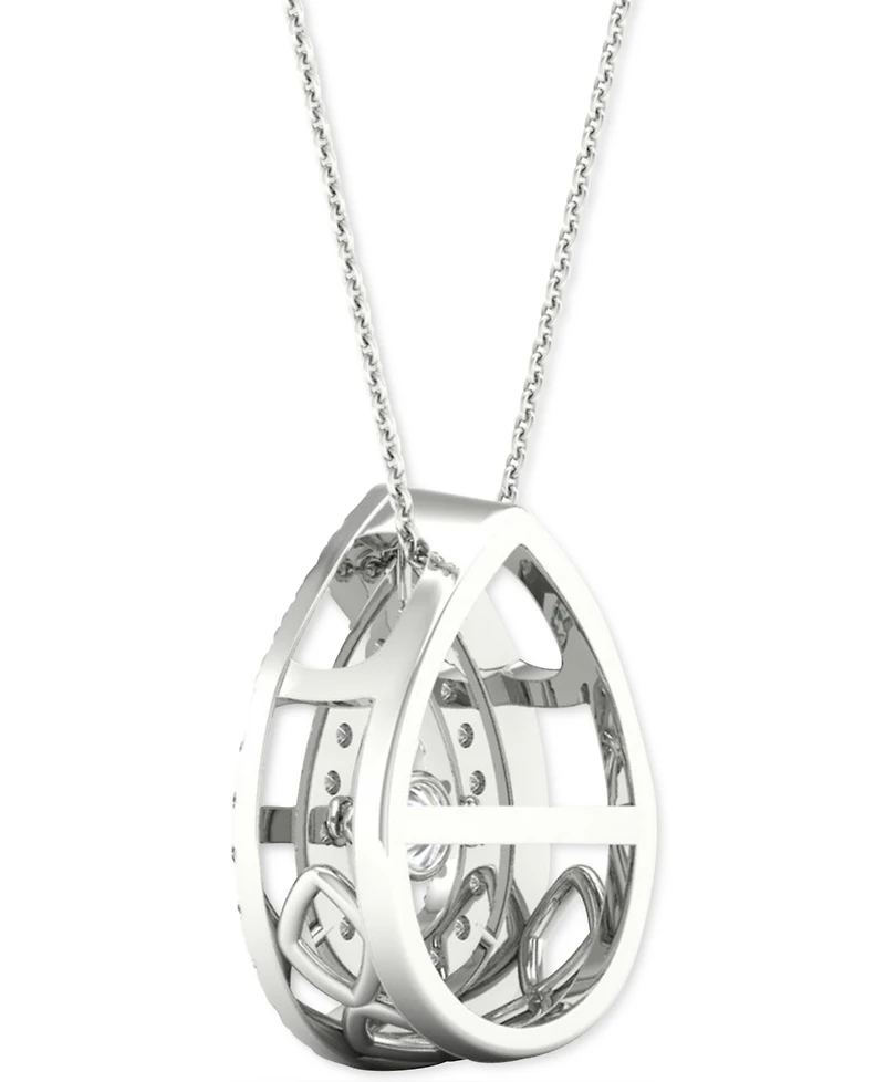 Twinkling Diamond Star Diamond Double Teardrop Halo 18" Pendant Necklace (3/8 ct. t.w.) in 10k White Gold