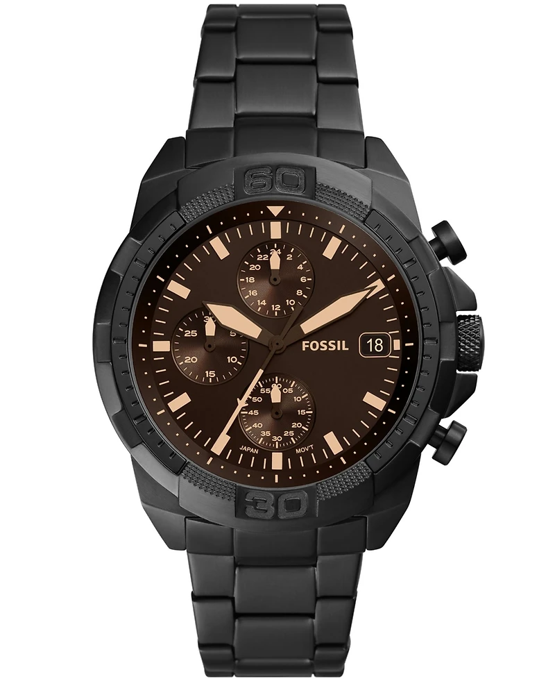 Fossil Men's Bronson Chronograph Black Stainless Steel Bracelet Watch 44mm