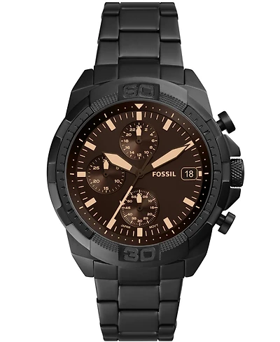 Fossil Men's Bronson Chronograph Black Stainless Steel Bracelet Watch 44mm
