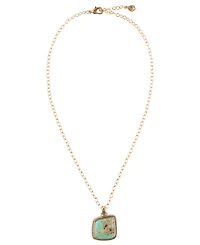 Barse Boulder Bronze and Genuine Turquoise Pendant on Chain Necklace