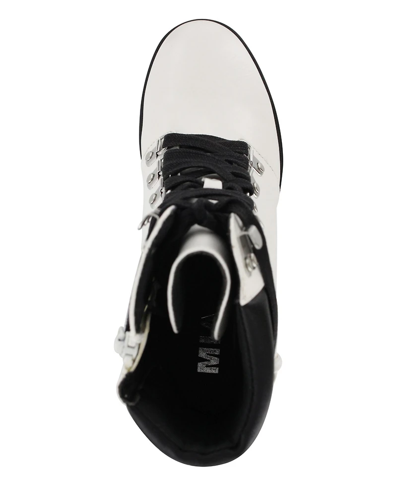 Mia Women's Annamaria Block Heel Lug Sole Biker Boots