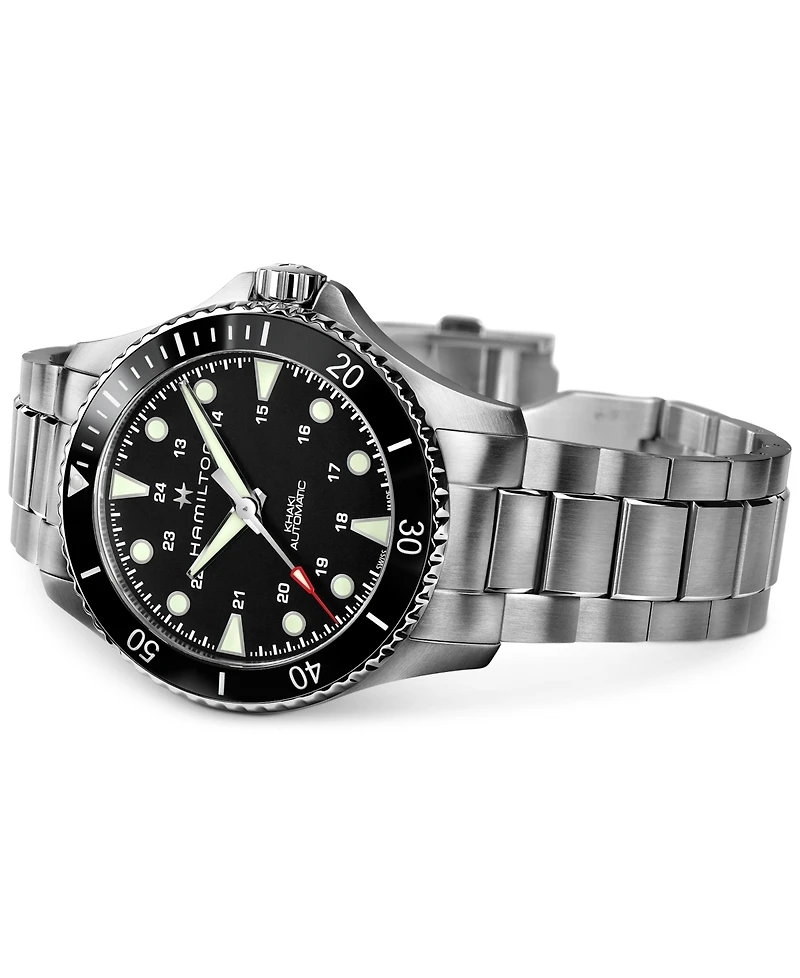 Hamilton Men's Swiss Automatic Khaki Navy Scuba Stainless Steel Bracelet Watch 43mm