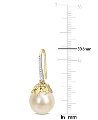 Cultured South Sea Pearl (9-10mm) & Diamond (1/8 ct. t.w.) Drop Earrings in 14k Gold