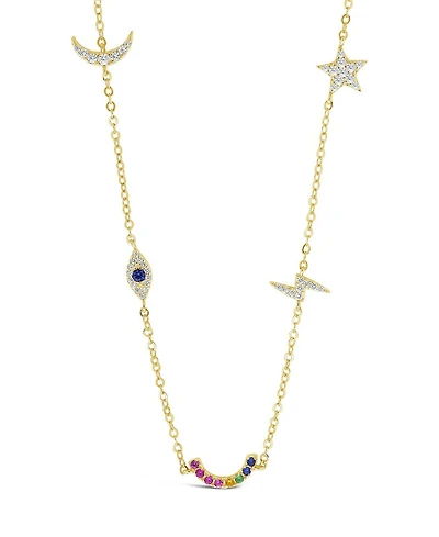 Sterling Forever Women's Silver Lucky Charm Station Necklace