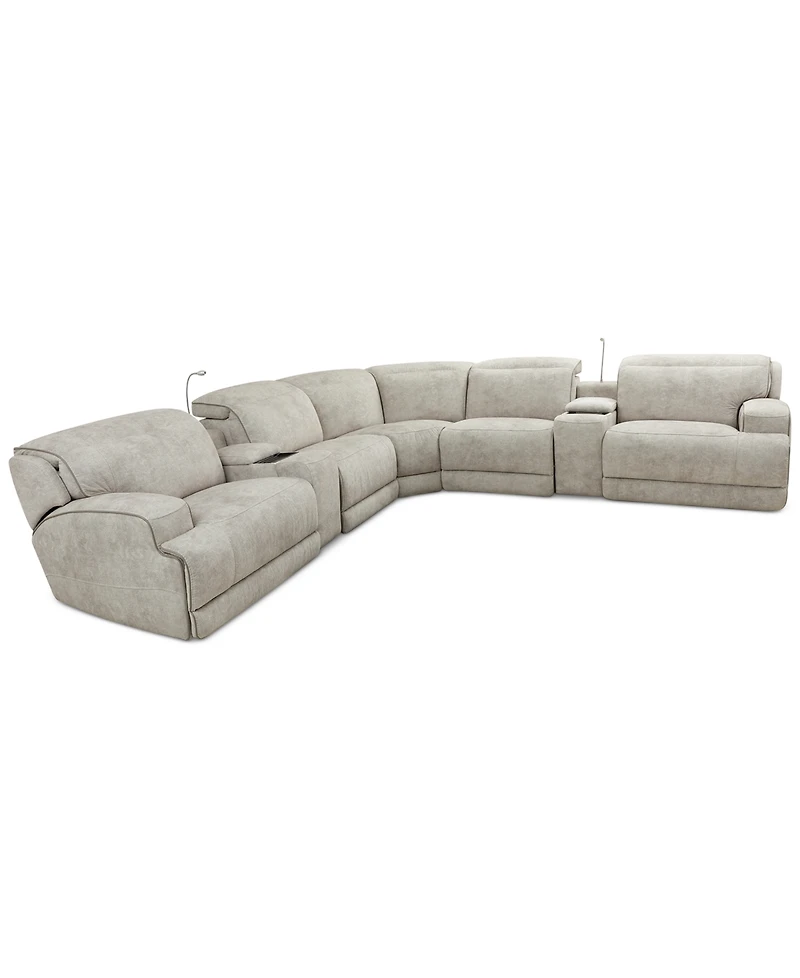 Sebaston -Pc. Fabric Sectional with Power Motion Recliners and 2 Usb Consoles