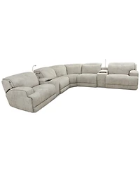 Sebaston -Pc. Fabric Sectional with Power Motion Recliners and 2 Usb Consoles