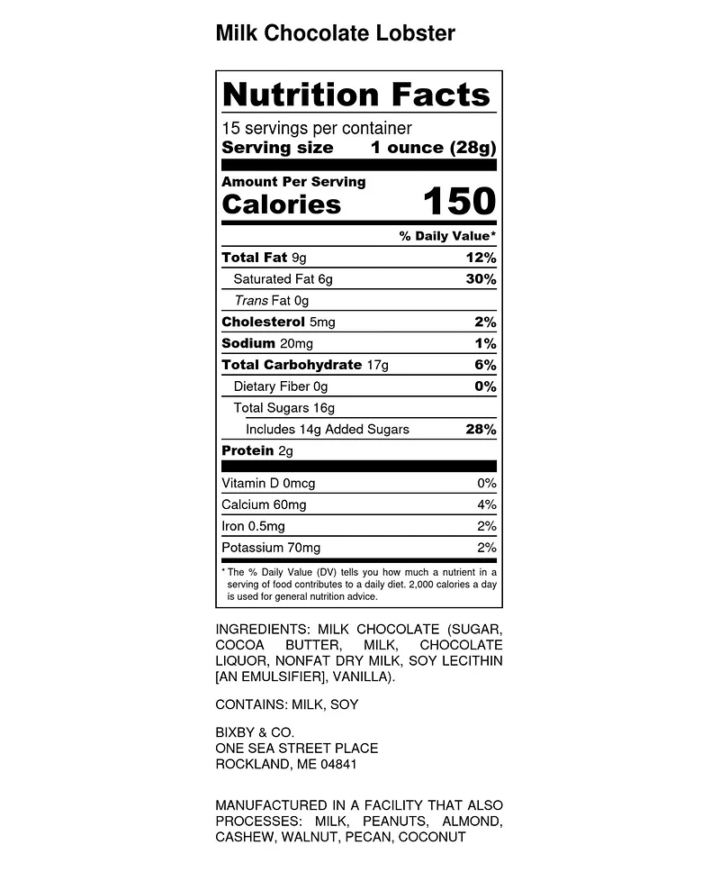 Bixby Chocolate Milk Chocolate Maine Lobster, 1 lb