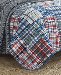 Nautica Raeford Blue Cotton Reversible 3 Piece Quilt Set, Full/Queen