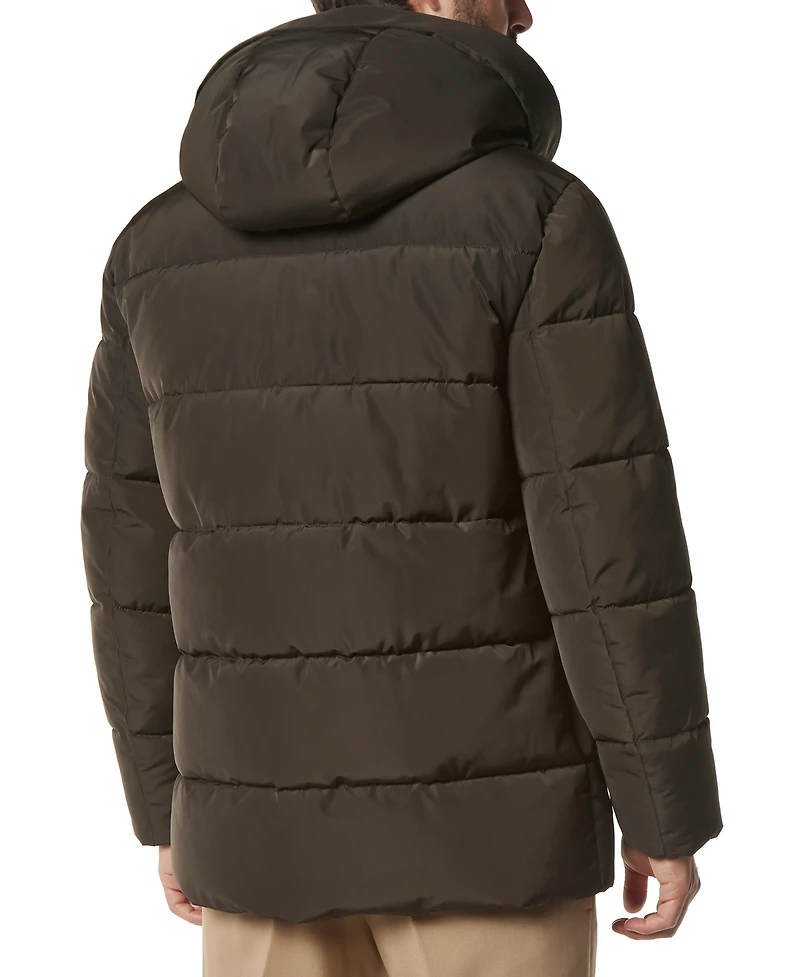 Marc New York Men's Yarmouth Micro Sheen Parka Jacket with Fleece-Lined Hood