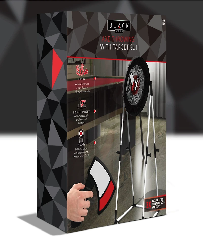 Black Series Axe Throwing Target Set-3 Plastic Axes, Indoor/Outdoor