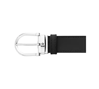 Montblanc Men's Horseshoe Shiny Stainless Steel Reversible Leather Belt