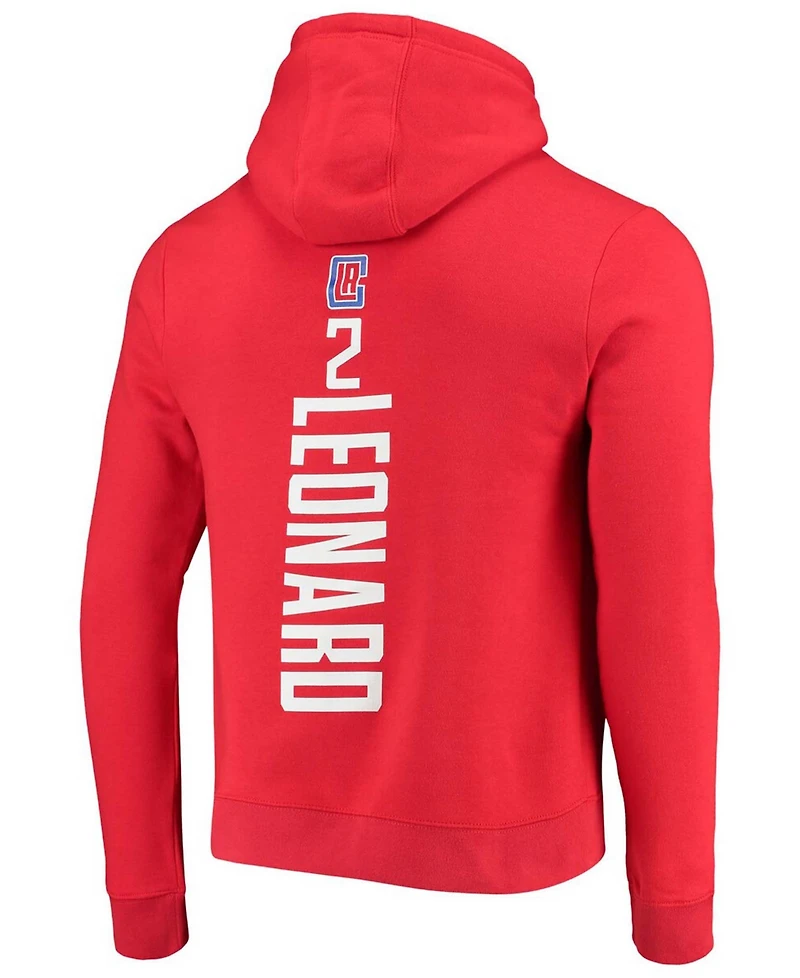 Men's Kawhi Leonard Red La Clippers Team Playmaker Name and Number Pullover Hoodie