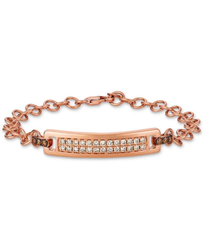 Le Vian Nude Diamond (5/8 ct. t.w.) & Chocolate Diamond (1/4 ct. t.w.) Cluster Plate Link Bracelet in 14k Rose Gold