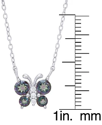 Rainbow Quartz (3/8 ct. t.w.) & Lab-Grown White Sapphire (1/20 ct. t.w.) Butterfly 18" Pendant Necklace in Sterling Silver