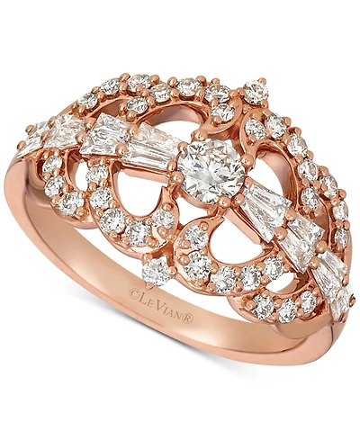 Le Vian Nude Diamond Round & Baguette Cluster Ring (7/8 ct. t.w.) in 14k Rose Gold