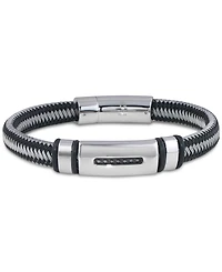 Men's Black Diamond Bracelet in Nylon and Stainless Steel (1/10 ct. t.w.)