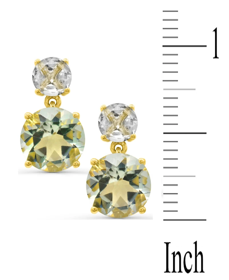 Prasiolite (5-3/4 ct. t.w.) & White Quartz (1-1/3 ct. t.w.) Drop Earrings in 14k Gold-Plated Sterling Silver