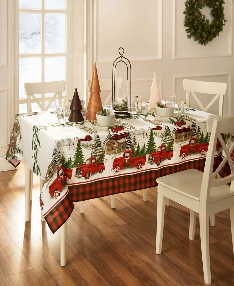 Vintage Christmas Tree Farm Holiday Rectangle Tablecloth 60" x 102"