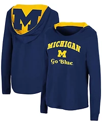 Women's Navy Michigan Wolverines Catalina Hoodie Long Sleeve T-shirt